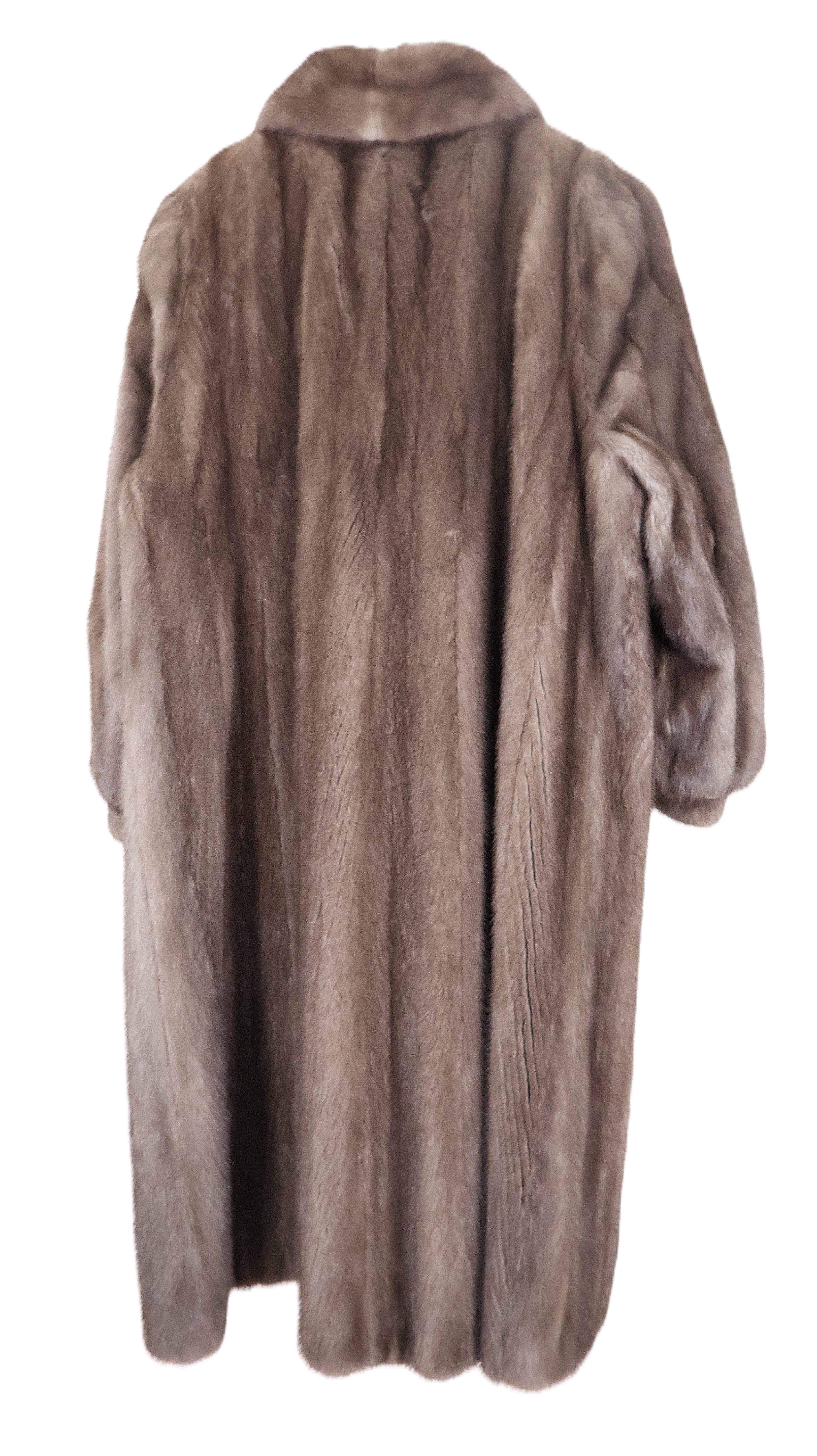 PRE-OWNED NATURAL BLUE IRIS MINK COAT W/ WING COLLAR AND BRACELET CUFFS