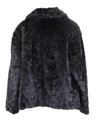 PRE-OWNED BLACK DYED MINK SECTION JACKET W/ NOTCH COLLAR & STRAIGHT SLEEVES