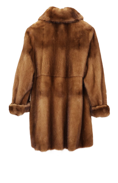 PRE-OWNED WILD TYPE MINK SKIN ON SKIN  REVERSIBLE TO SUEDE STROLLER W/ WING COLLAR & TURN BACK CUFFS
