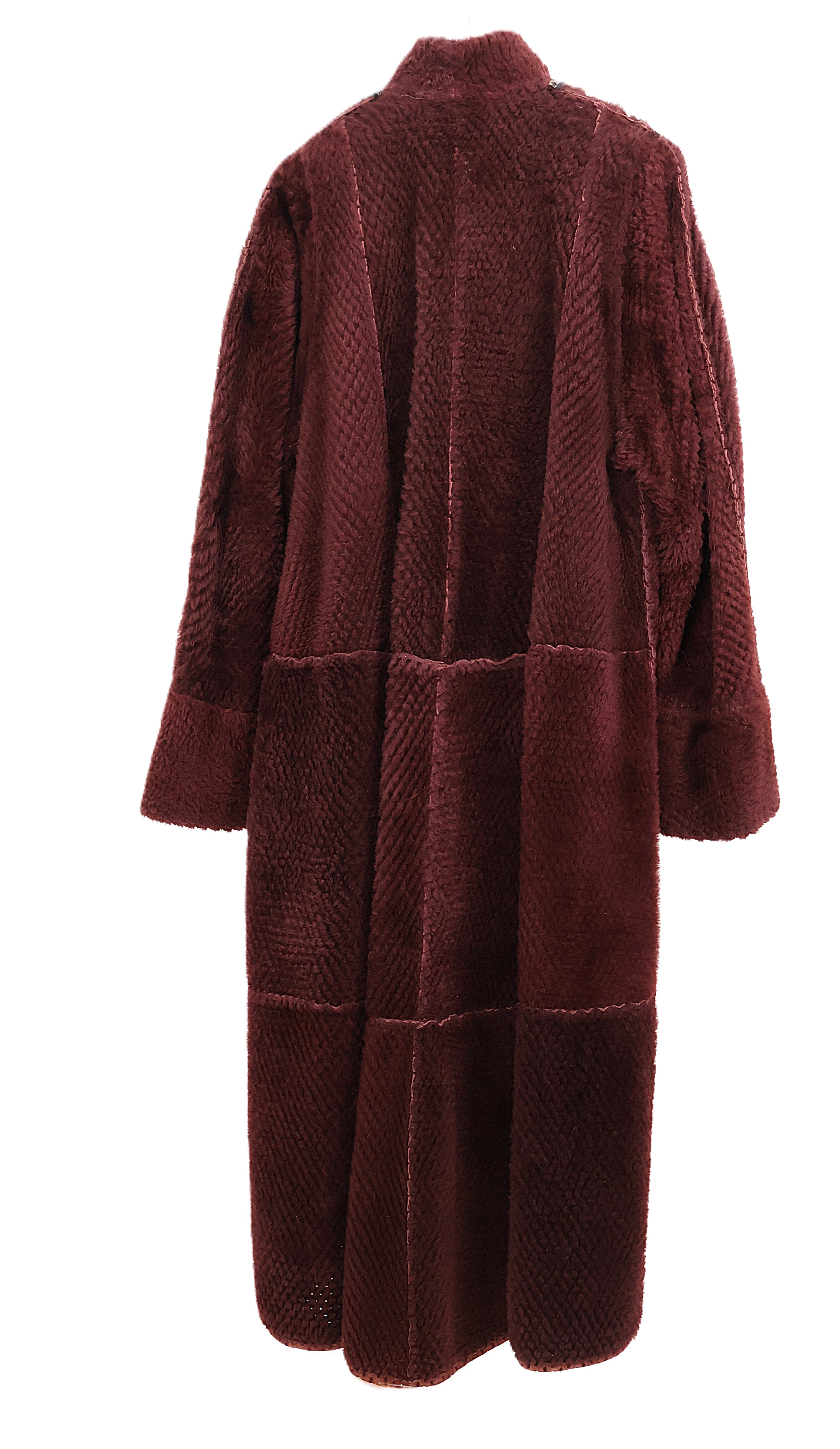 PRE-OWNED FENDI RUST DYED SHEARLING LAMB REVERSIBLE COAT W/STAND COLLAR & TURN BACK CUFFS