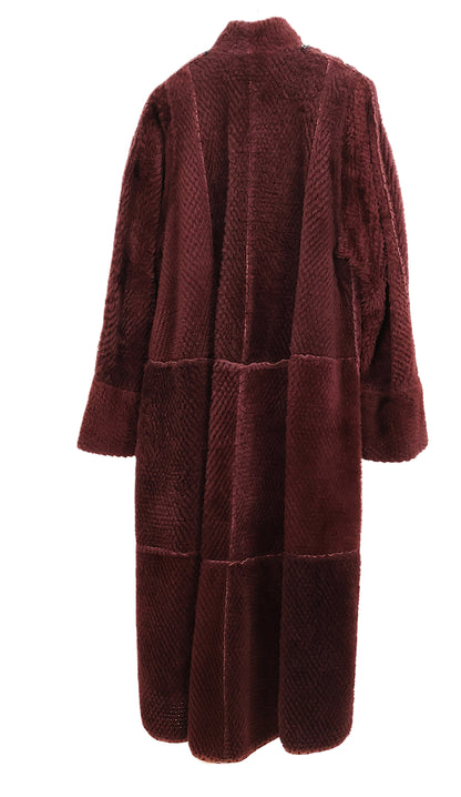 PRE-OWNED FENDI RUST DYED SHEARLING LAMB REVERSIBLE COAT W/STAND COLLAR & TURN BACK CUFFS