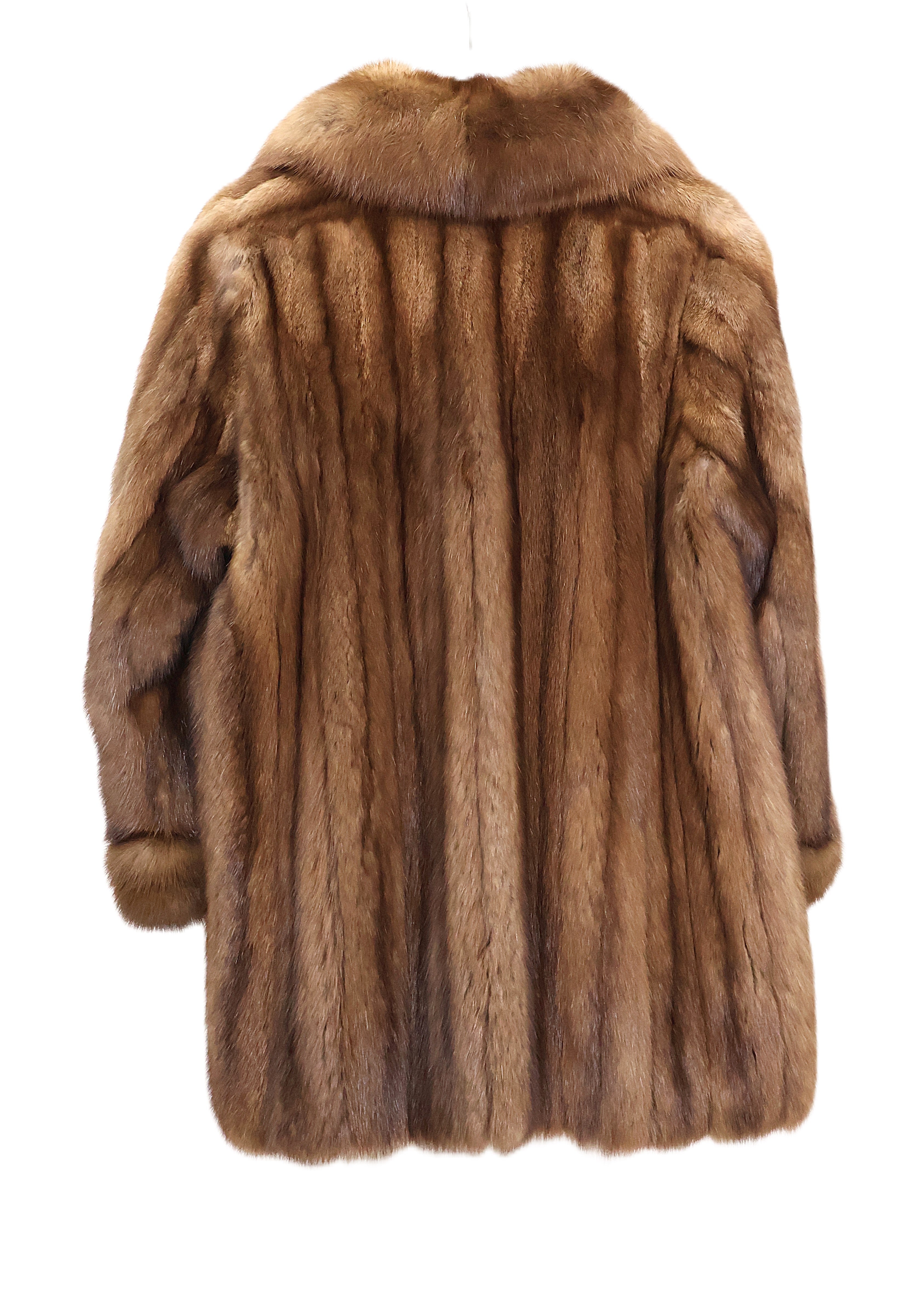 PRE-OWNED NATURAL SABLE JACKET W/ SHAWL COLLAR & TURN BACK CUFFS