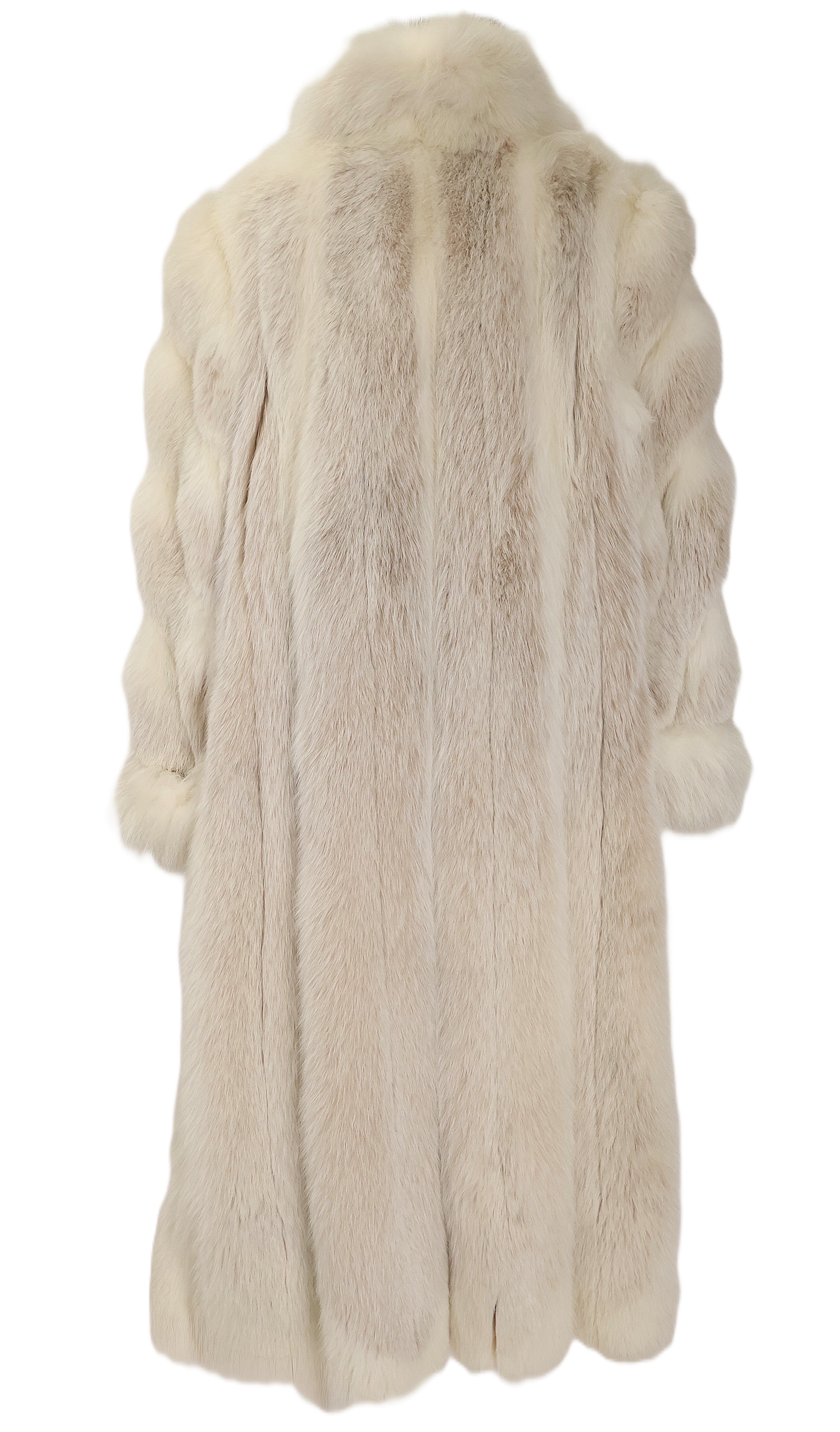 PRE-OWNED DYED BLUSH FOX COAT W/ SHAWL COLLAR, DIAGNOL SLEEVES & TURN BACK CUFFS