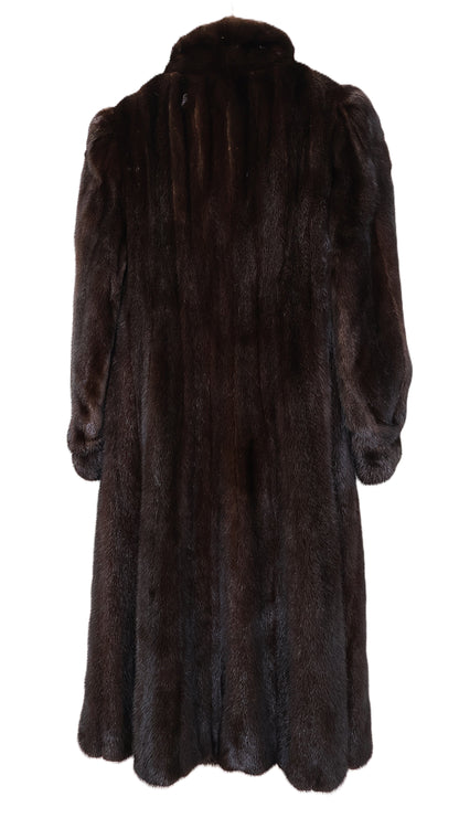 PRE-OWNED RANCH MINK COAT W/ WING COLLAR & BANDED CUFFS