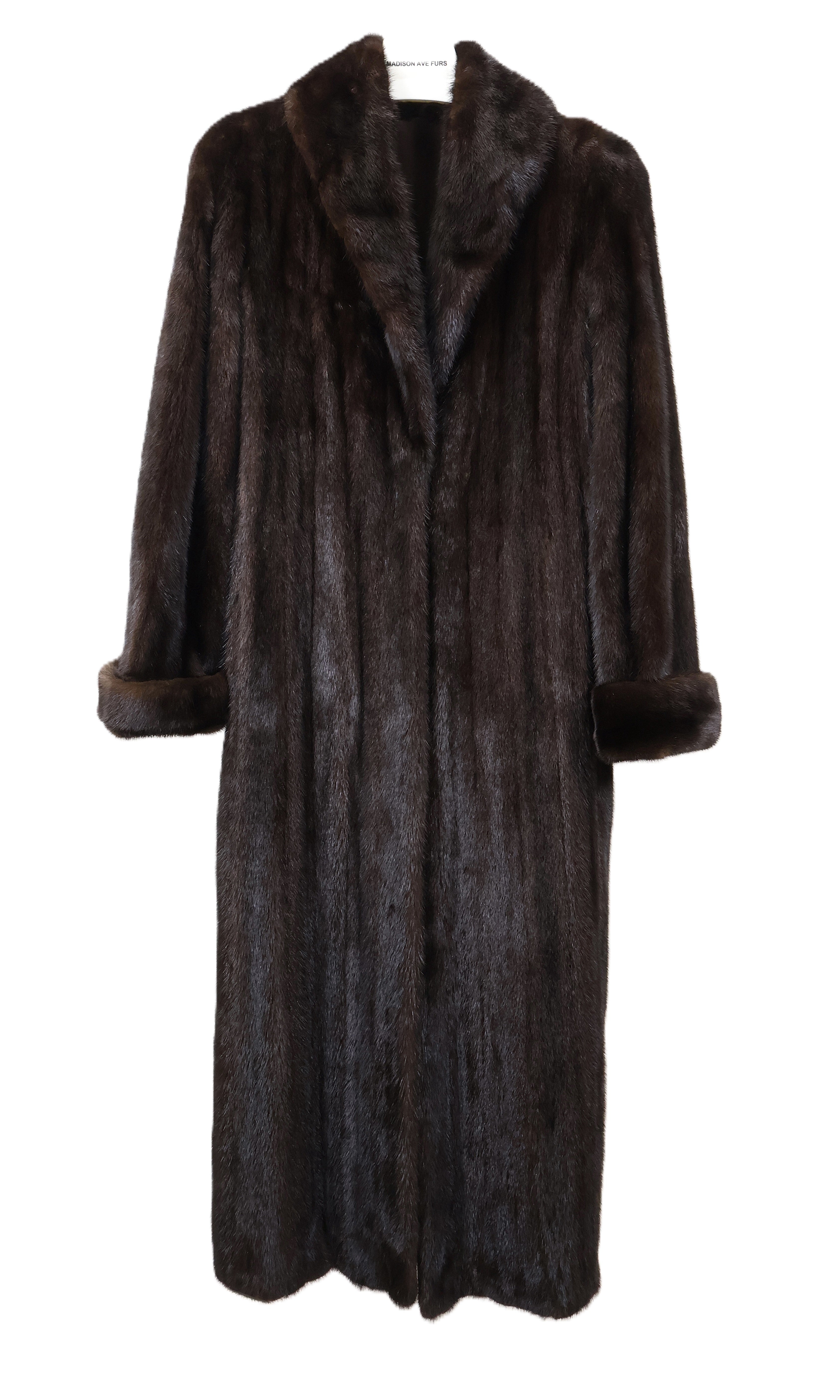 PRE-OWNED RANCH MINK COAT W/ WING COLLAR & TURN BACK CUFFS