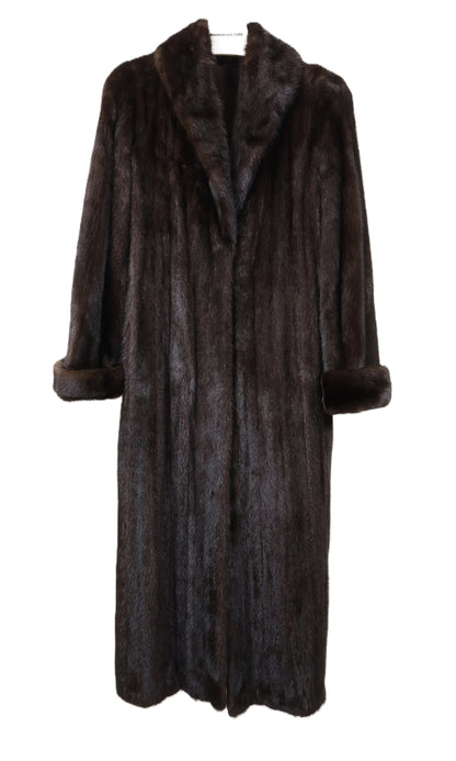 PRE-OWNED RANCH MINK COAT W/ WING COLLAR & TURN BACK CUFFS