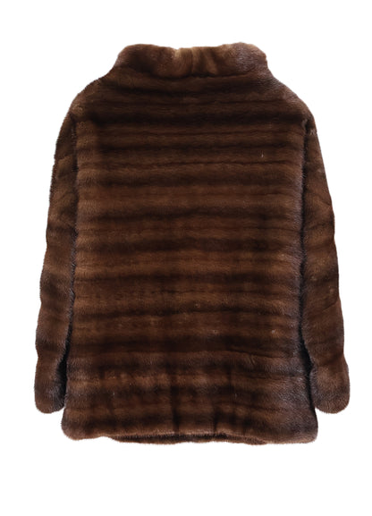 PRE-OWNED DEMI BUFF HORIZONTAL MINK PULLOVER , BOAT NECK & STRAIGHT SLEEVES