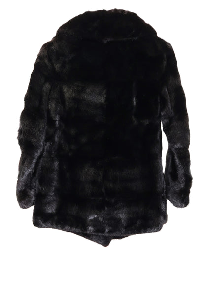 PRE-OWNED BLACK DYED MINK JACKET W/ NOTCH COLLAR & STRAIGHT SLEEVES