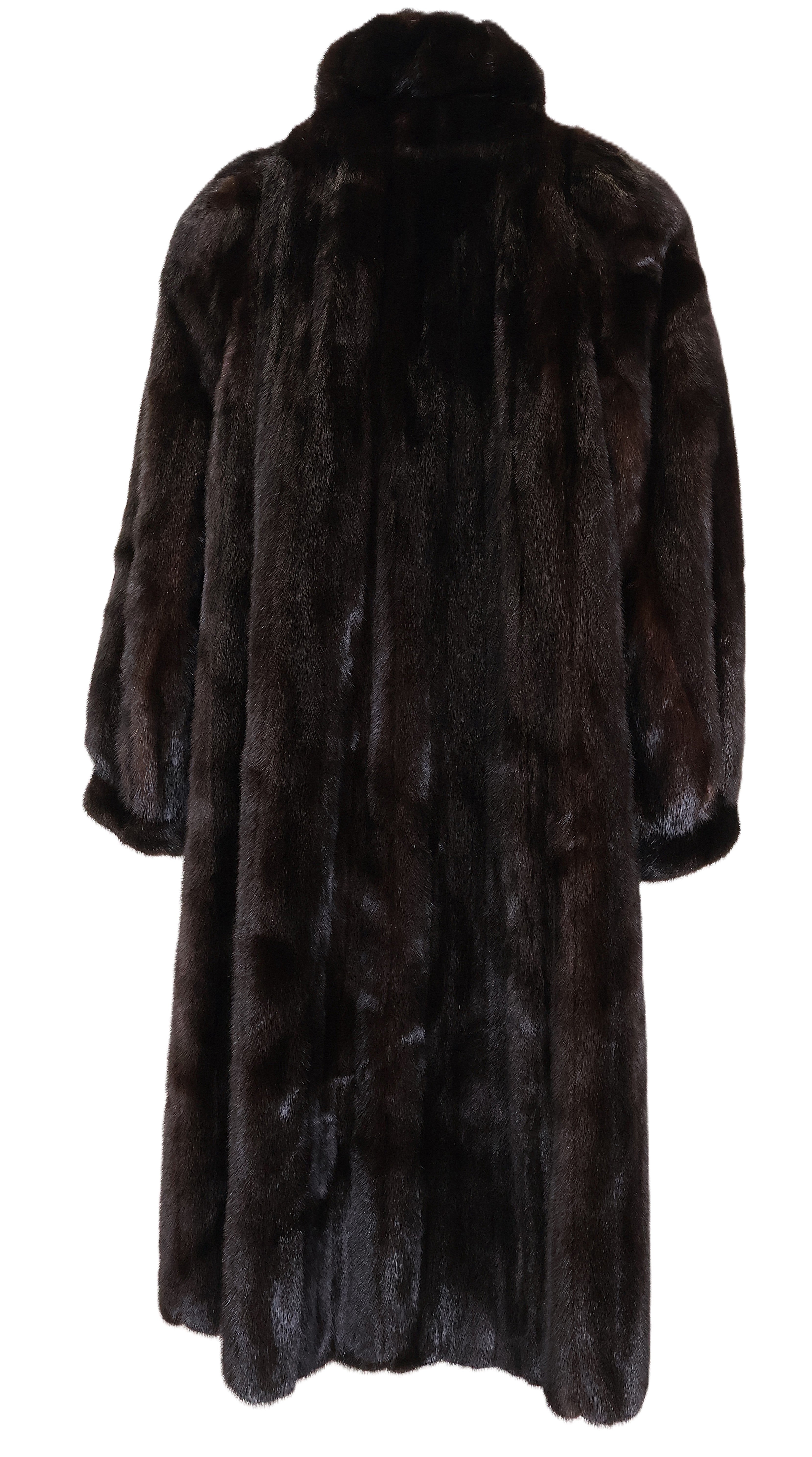 PRE-OWNED RANCH MINK COAT W/ RUFFLED STAND COLLAR & BANDED CUFFS