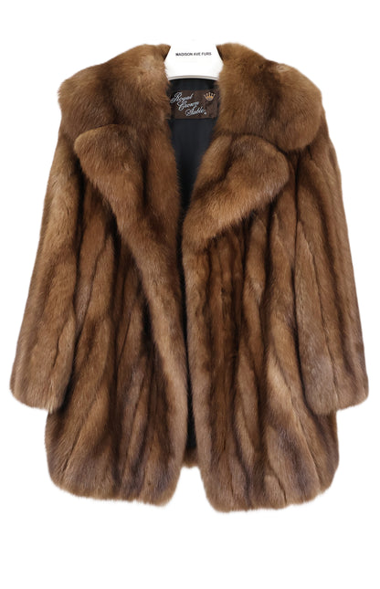 PRE-OWNED RUSSIAN SABLE JACKET W/ NOTCH COLLAR & STRAIGHT SLEEVES