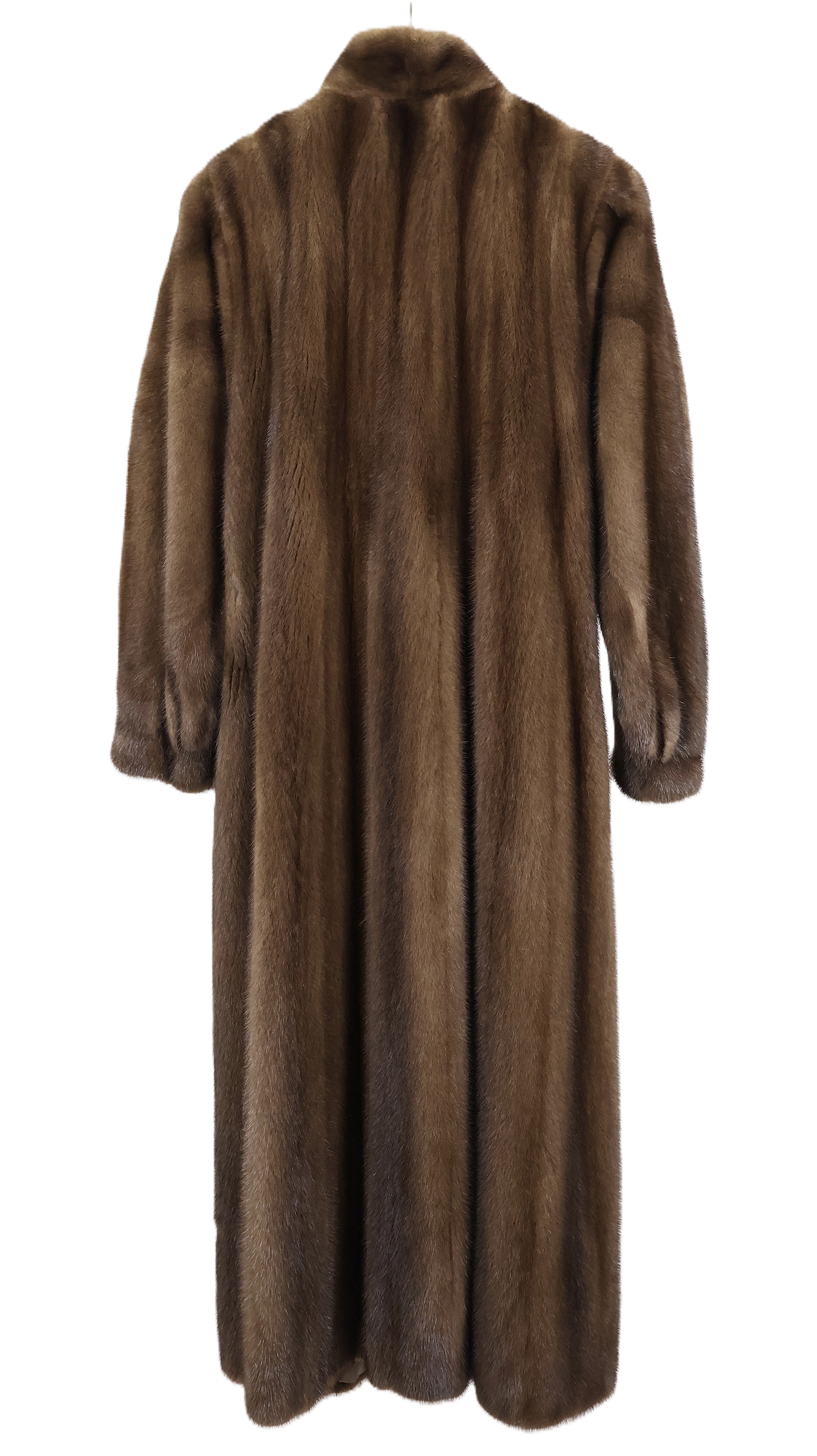 PRE-OWNED DEMI BUFF MINK COAT W/ STAND COLLAR & BANDED CUFFS