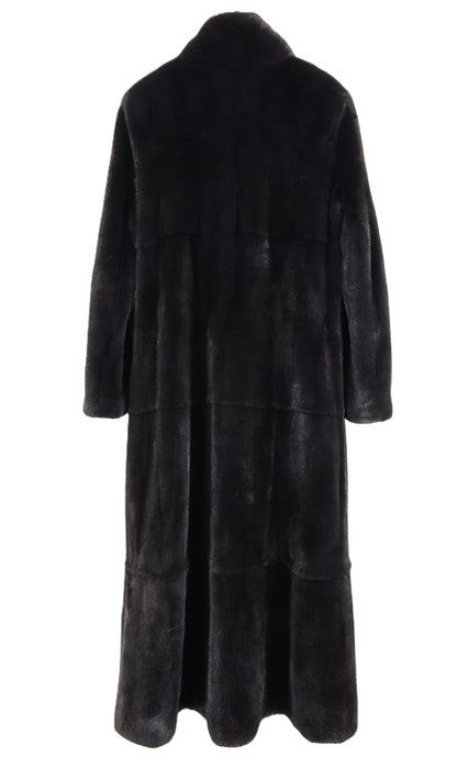 NEW COLOR ADDED BLACK MINK PANELED COAT W/ STAND COLLAR & STRAIGHT SLEEVES