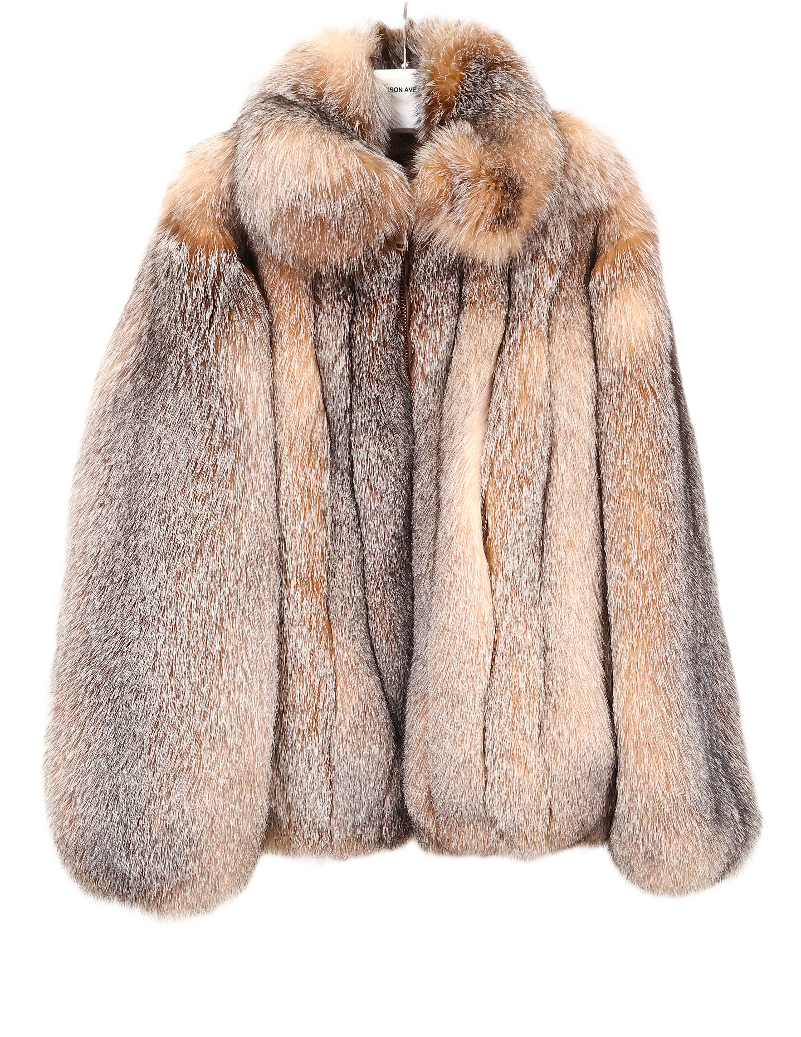 NEW MEN'S CRYSTAL FOX BOMBER JACKET W/ WING COLLAR