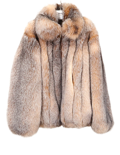 NEW MEN'S CRYSTAL FOX BOMBER JACKET W/ WING COLLAR