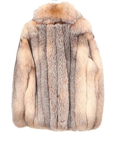 NEW MEN'S CRYSTAL FOX BOMBER JACKET W/ WING COLLAR