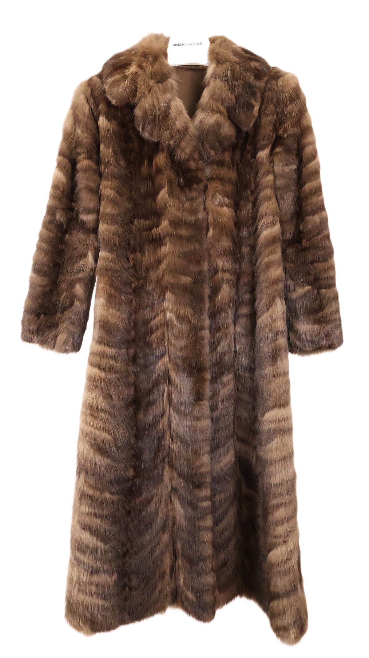 PRE-OWNED NATURAL RUSSIAN SABLE SECTION COAT W/ NOTCH COLLAR & STRAIGHT SLEEVE