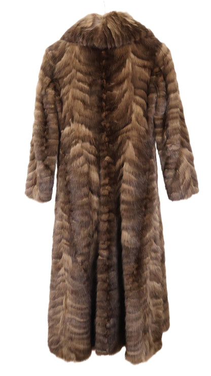 PRE-OWNED NATURAL RUSSIAN SABLE SECTION COAT W/ NOTCH COLLAR & STRAIGHT SLEEVE