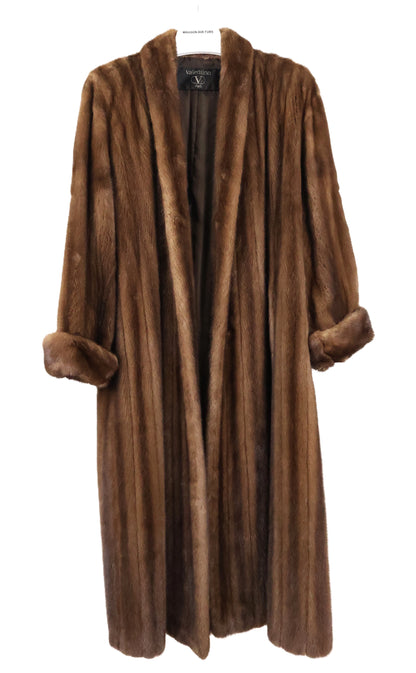 PRE-OWNED VALENTINO DEMI BUFF MINK COAT W/ SHAWL COLLAR & TURN BACK CUFFS