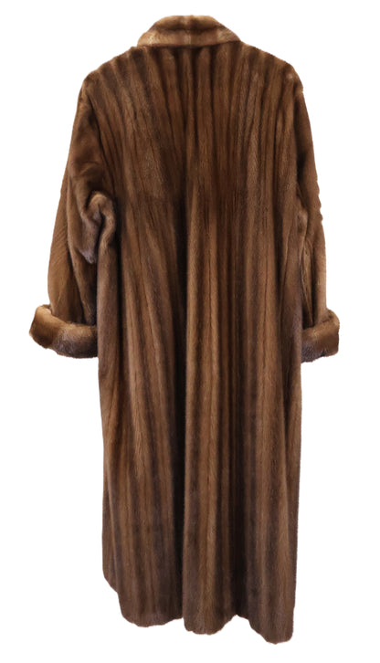 PRE-OWNED VALENTINO DEMI BUFF MINK COAT W/ SHAWL COLLAR & TURN BACK CUFFS