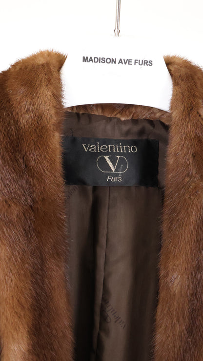 PRE-OWNED VALENTINO DEMI BUFF MINK COAT W/ SHAWL COLLAR & TURN BACK CUFFS
