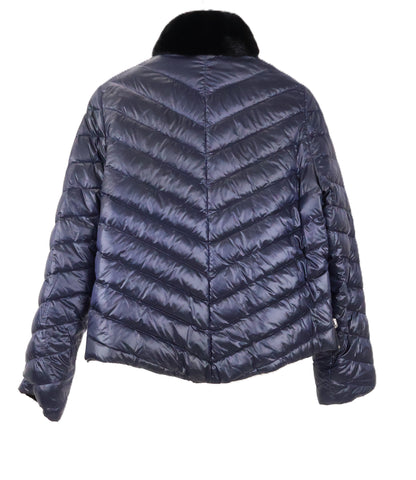 NEW BLACK DYED SHEARED MINK JACKET W/ LONG HAIR MINK STAND COLLAR REVERSIBLE TO PUFFER