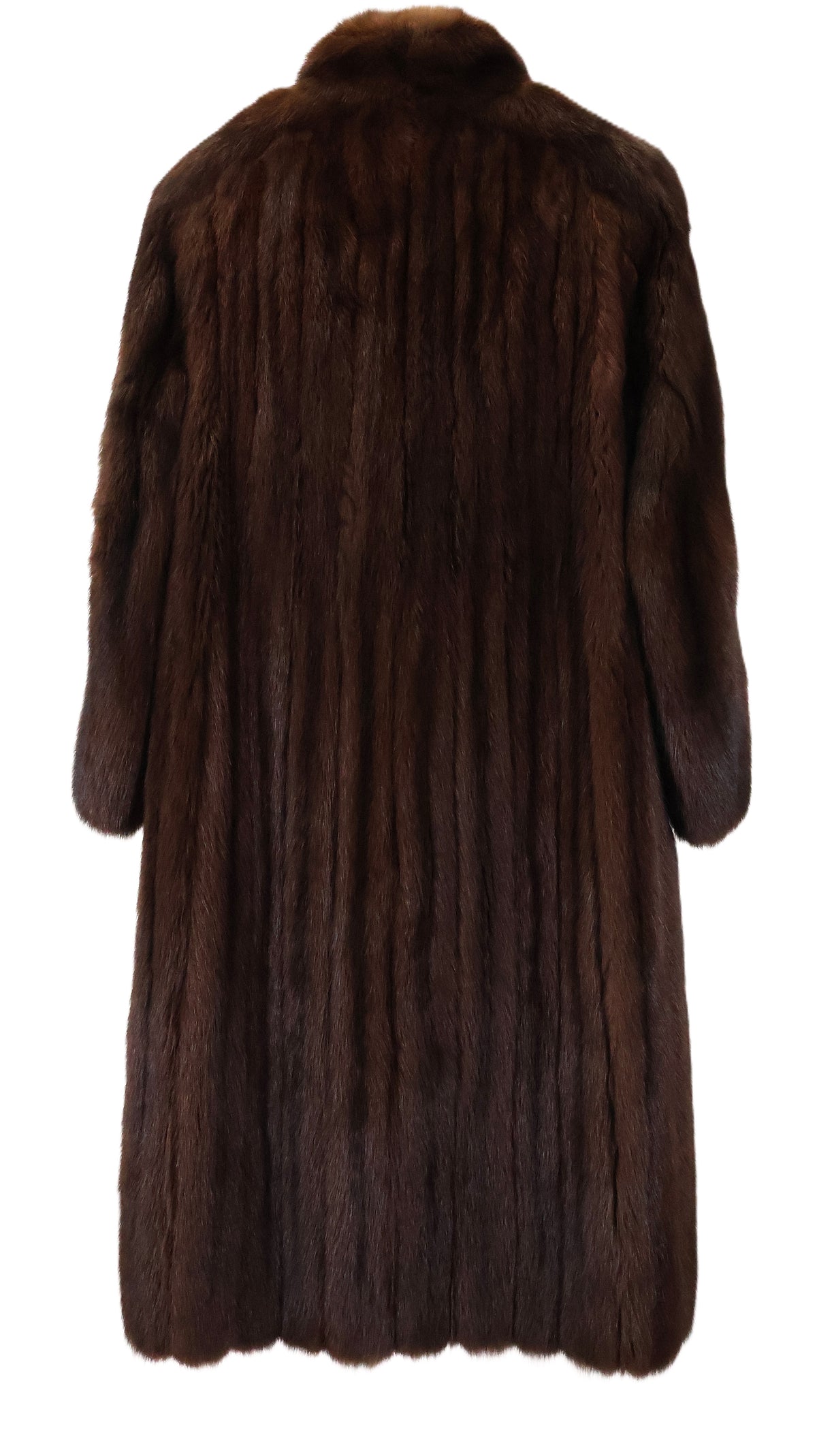 PRE-OWNED BROWN DYED SABLE W/ WING COLLAR & STRAIGHT SLEEVES
