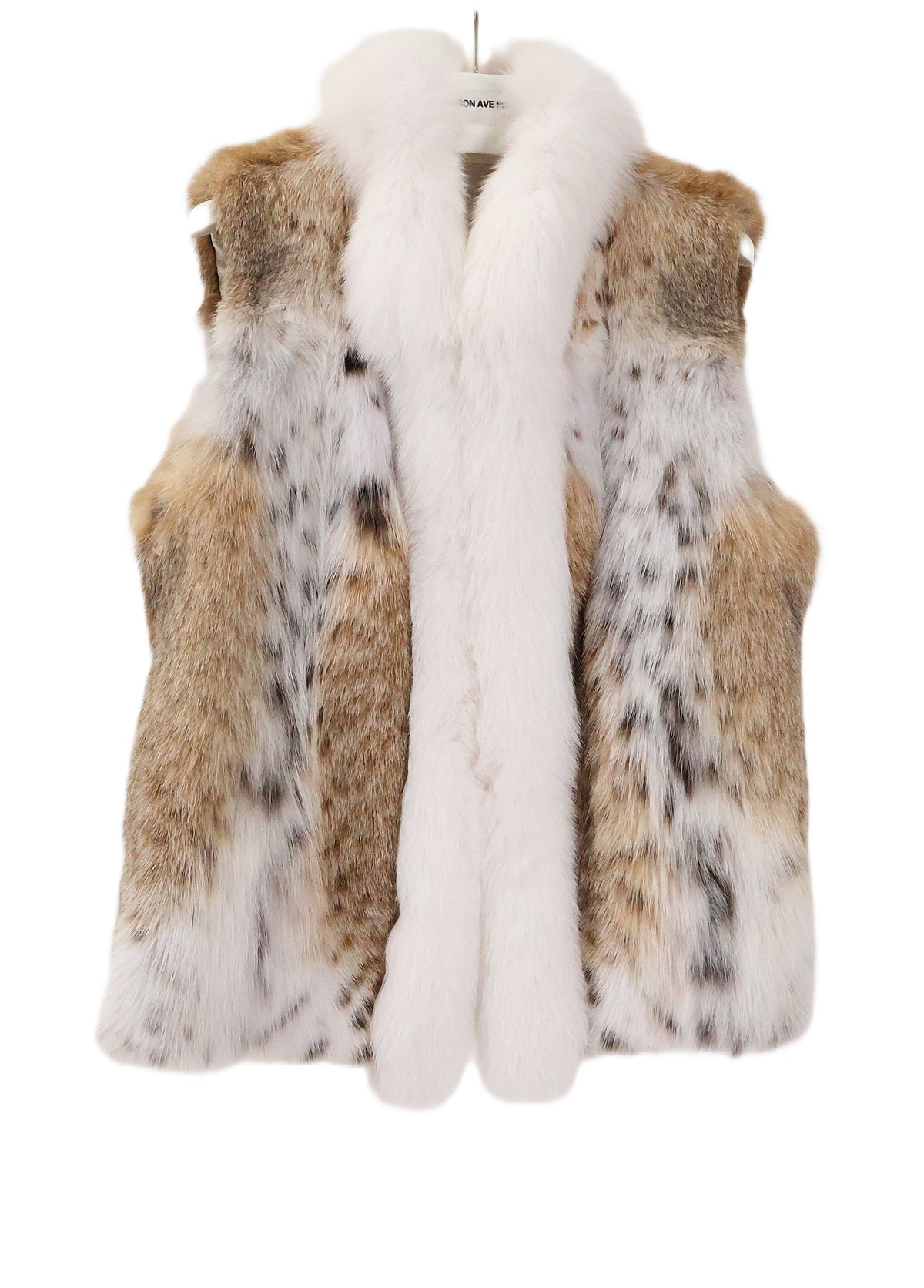 NEW CAT LYNX VEST W/ WHITE FOX STAND COLLAR & TUXEDO