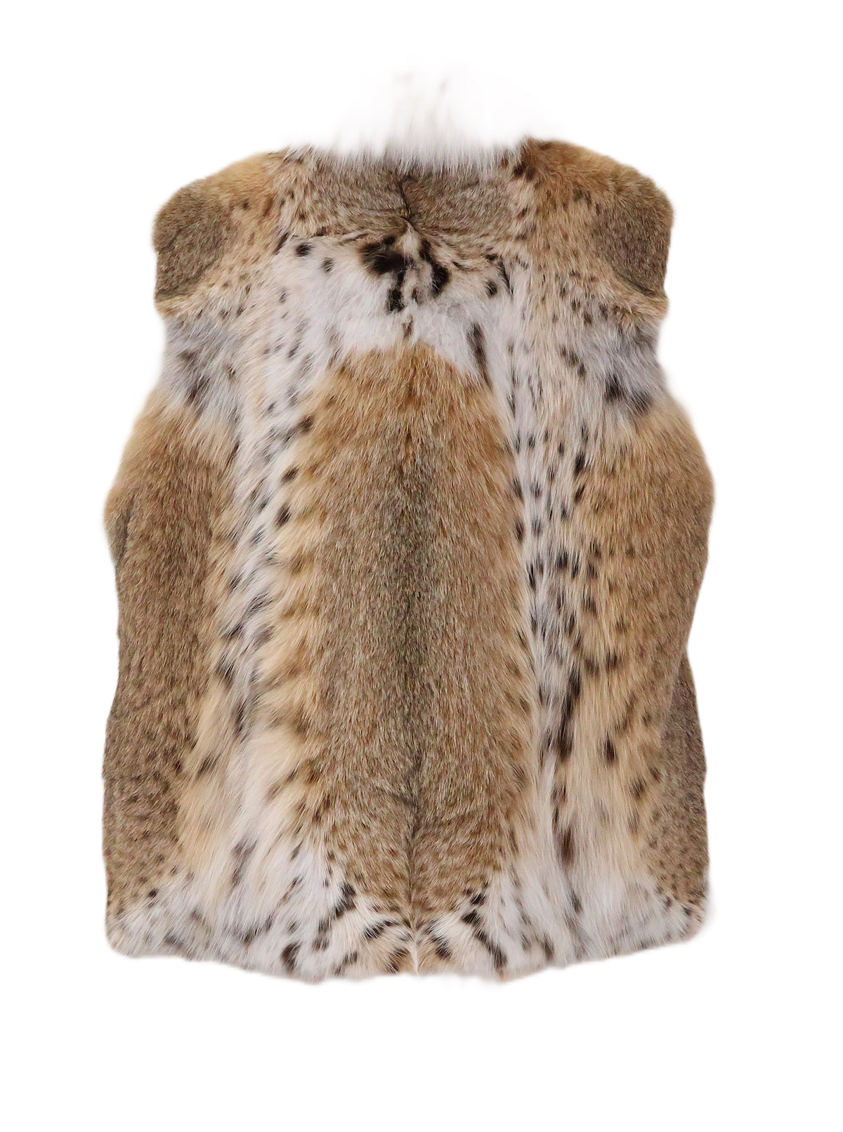 NEW CAT LYNX VEST W/ WHITE FOX STAND COLLAR & TUXEDO