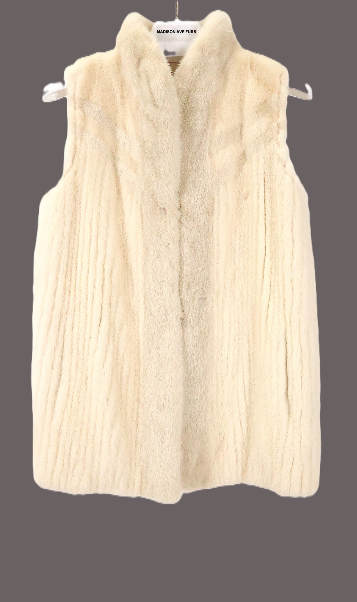 PRE-OWNED BEIGE RIBBED MINK VEST W/ STAND COLLAR