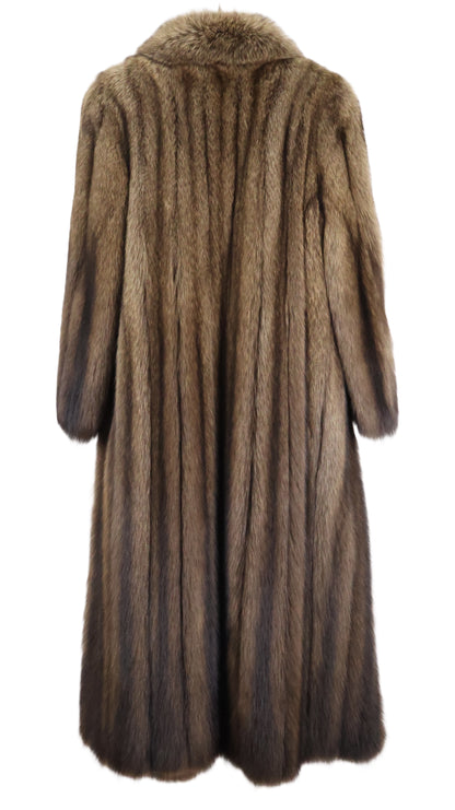 PRE-OWNED NATURAL FISHER COAT W/ SHAWL COLLAR & STRAIGHT SLEEVE