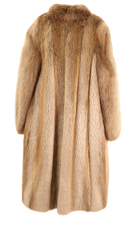 PRE-OWNED BLOND BEAVER COAT W/ NOTCH COLLAR & ELASTIC SLEEVE FINISH