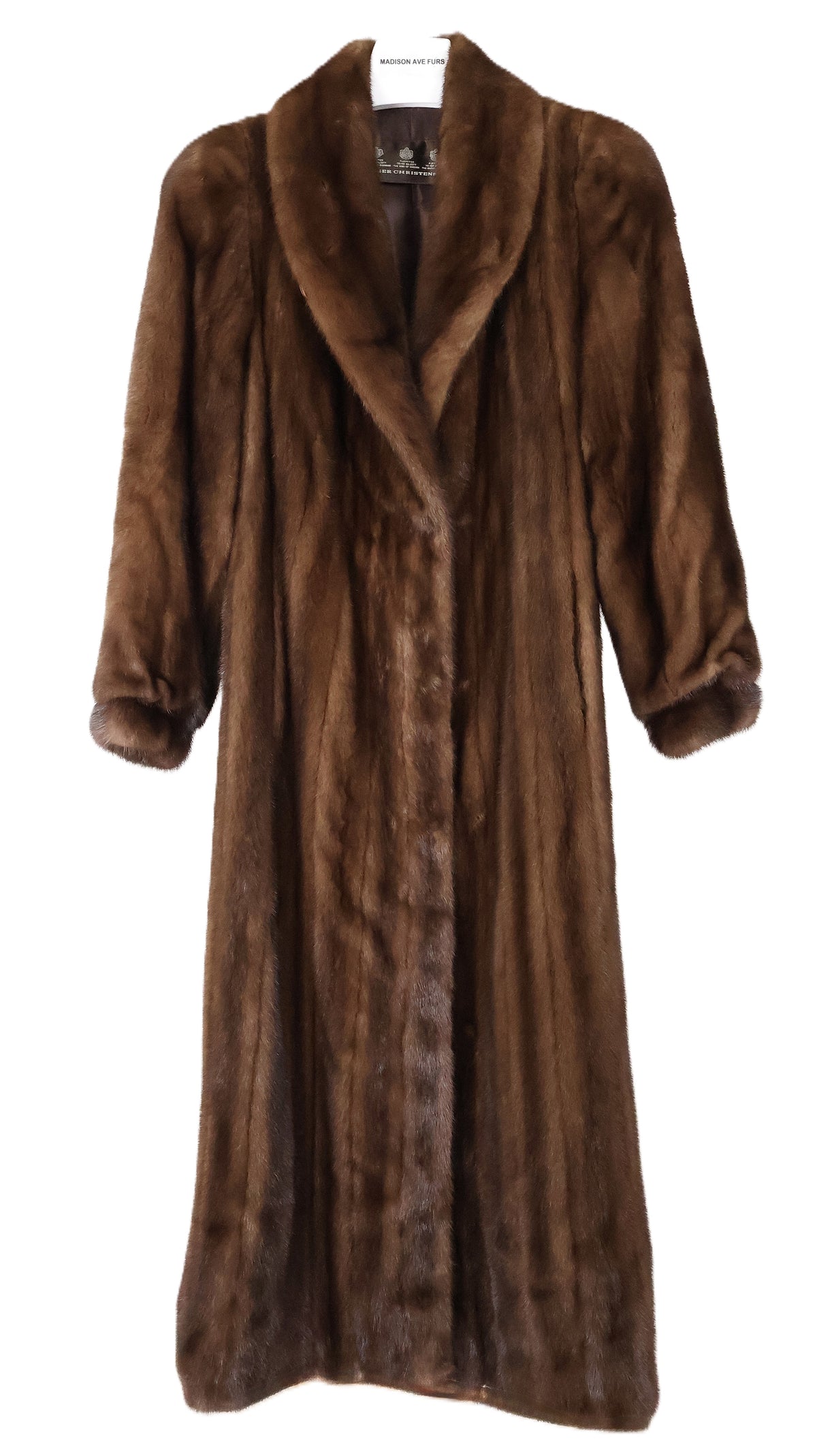 BIRGER CHRISTENSEN PRE-OWNED DEMI BUFF MINK COAT W/ SHAWL COLLAR & BANDED CUFFS