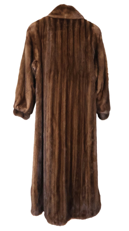 BIRGER CHRISTENSEN PRE-OWNED DEMI BUFF MINK COAT W/ SHAWL COLLAR & BANDED CUFFS