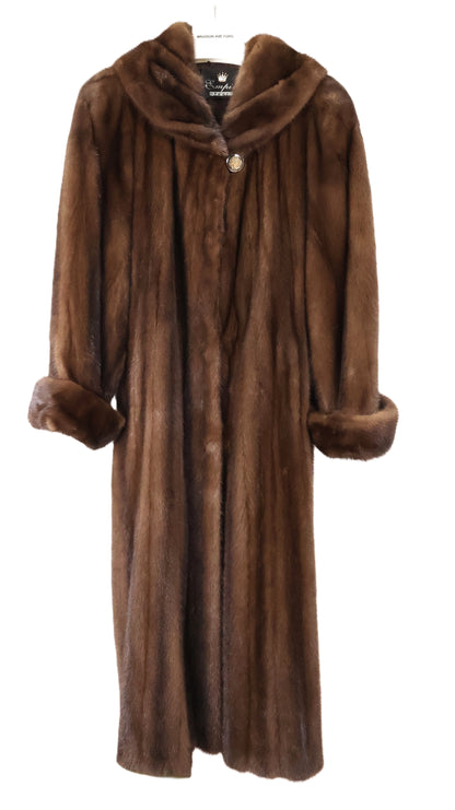 PRE-OWNED DEMI BUFF MINK COAT W/ PORTRAIT COLLAR & TURN BACK CUFFS