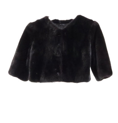 NEW BLACK MINK COLLARLESS BOLERO W/ 3/4 SLEEVES
