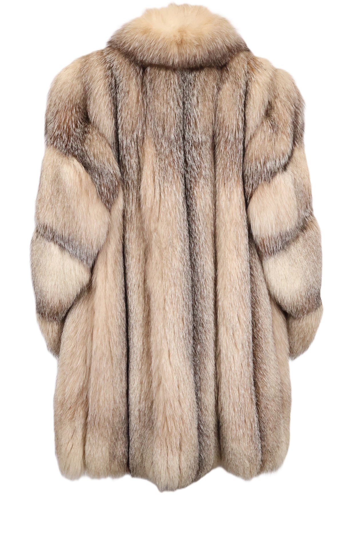 PRE-OWNED CRYSTAL FOX 3/4 JACKET W/ STAND COLLAR & DIAGNOL SLEEVES