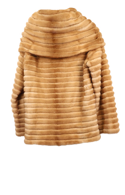 PRE-OWNED WHISKEY DYED MINK HORIZONTAL PULLOVER W/ FOLD OVER NECK
