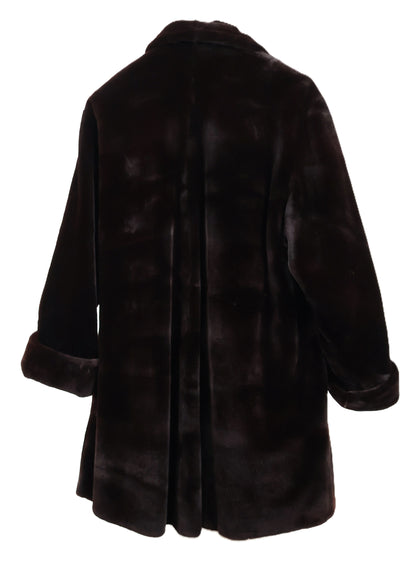 PRE-OWNED J.MENDEL MATARA DYED SHEARED MINK REVERSIBLE TO TAFFETA W/ WING COLLAR & TURN BACK CUFFS