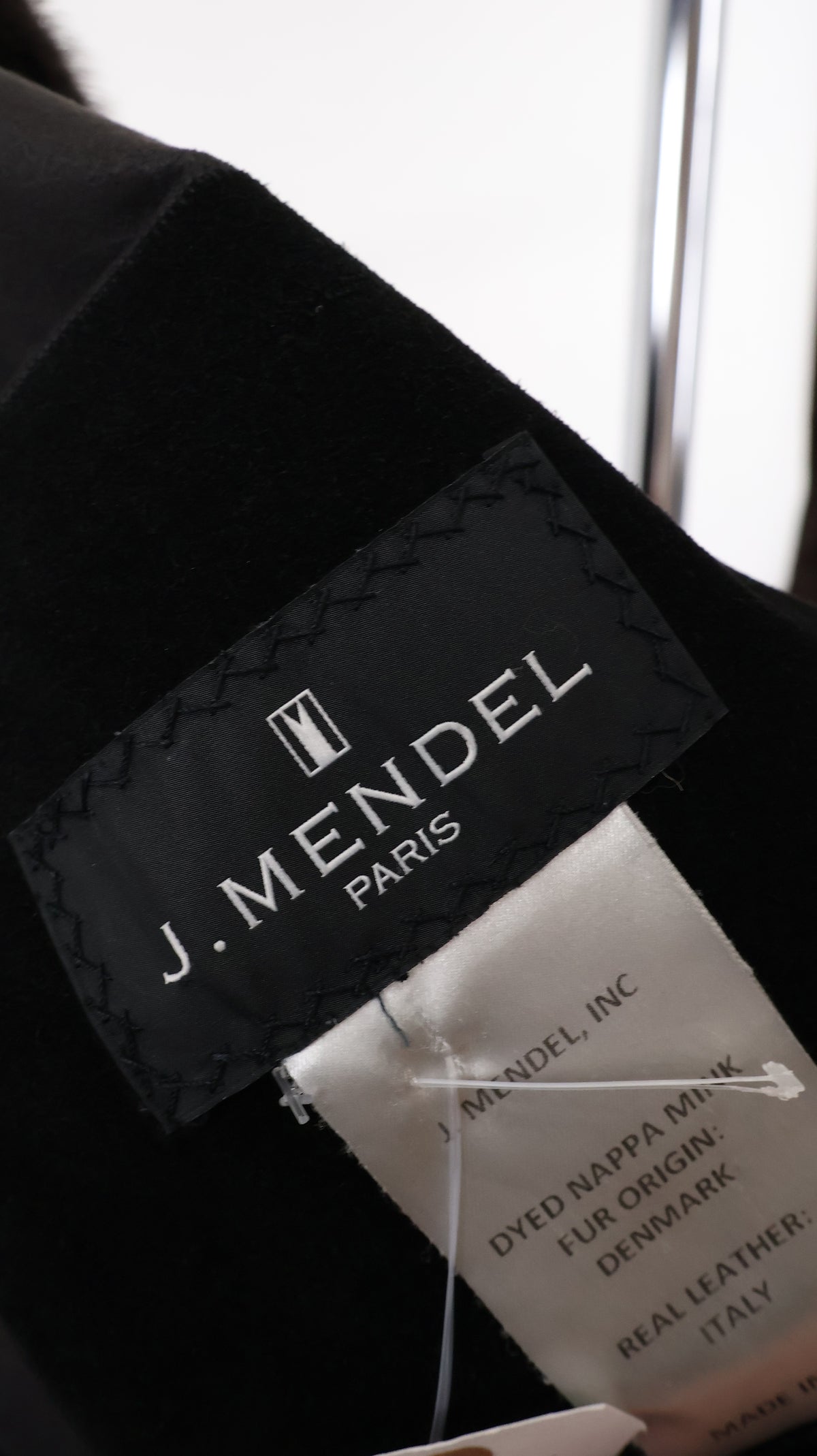PRE-OWNED J.MENDEL GREY MINK & LEATHER HORIZONTAL HOODED LONG VEST