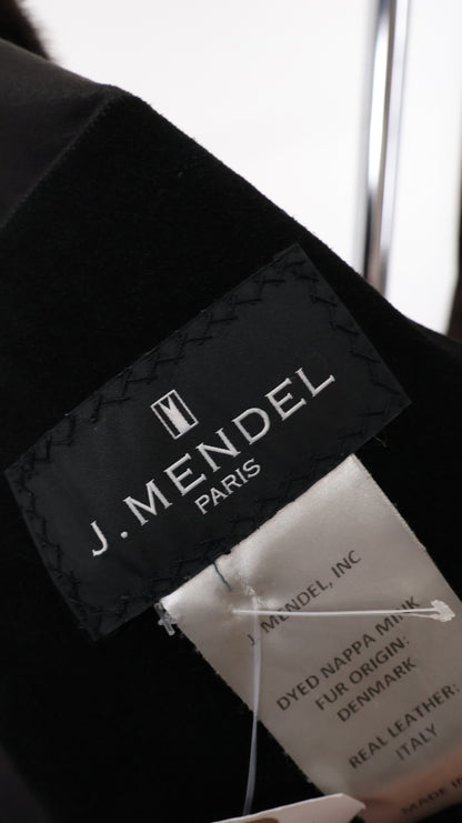 PRE-OWNED J.MENDEL GREY MINK & LEATHER HORIZONTAL HOODED LONG VEST