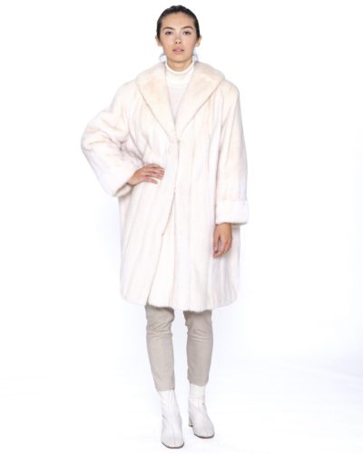 Pre-Owned Natural Creamy White Mink 3/4 Swing Coat