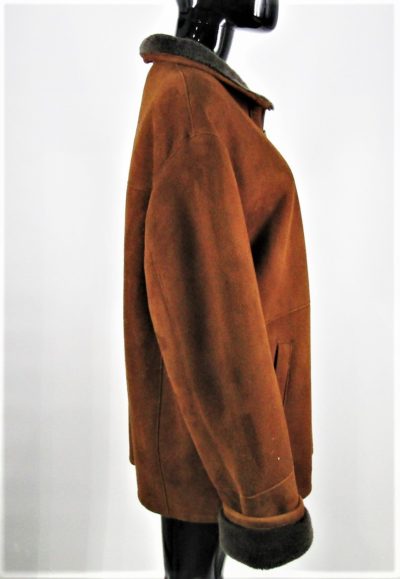 New Men’s Rust Dyed Merinos Shearling Lamb Jacket (Size: 42)