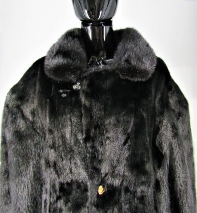 Pre-Owned Black Mink Men’s Car Coat (Size: 50-52)